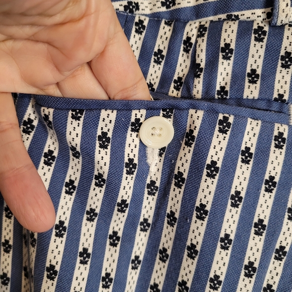 Ann Taylor LOFT Capri striped blue & white pants with splits at ankles Sz 14 - Picture 5 of 9